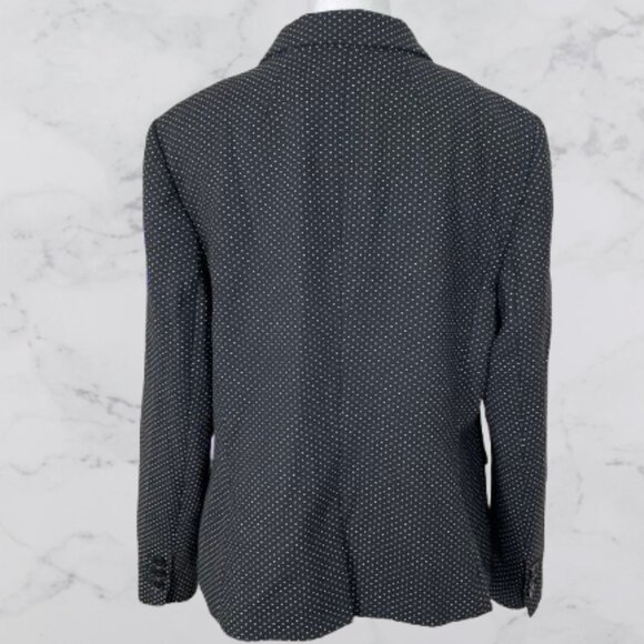 Talbots Womens Wool Blend Polka Dot Two Buttons Blazer Jacket Sz 14 Black/White - Picture 7 of 10
